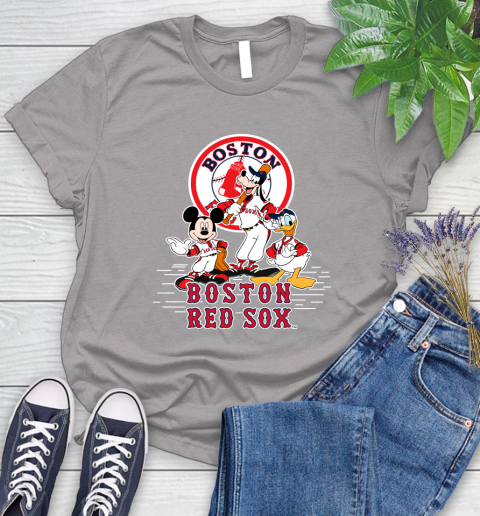 MLB Boston Red Sox Mickey Mouse Donald Duck Goofy Baseball T Shirt Women's T-Shirt 5