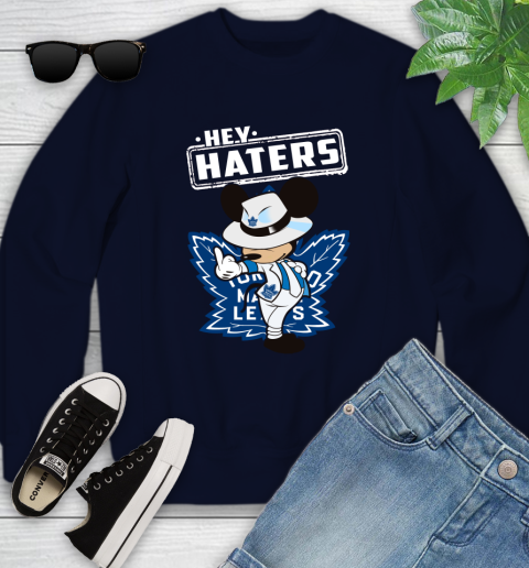 NHL Hey Haters Mickey Hockey Sports Toronto Maple Leafs Youth Sweatshirt 2