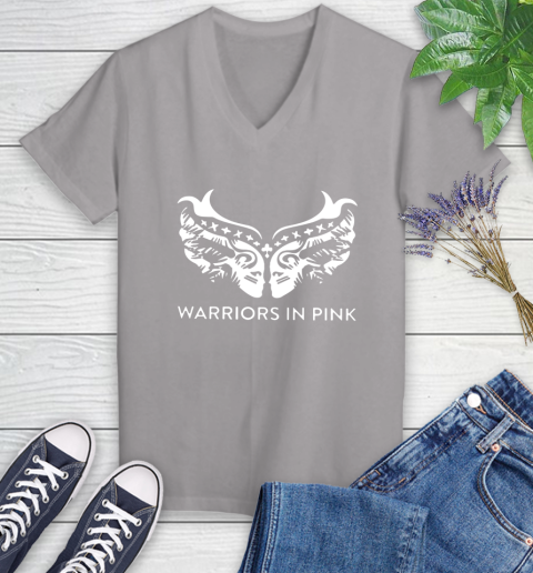 Ford cares warriors in pink shirt Women's V-Neck T-Shirt 4