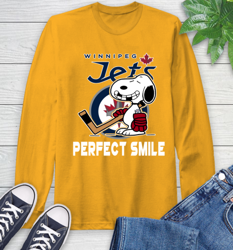 NHL Winnipeg Jets Snoopy Perfect Smile The Peanuts Movie Hockey T Shirt Long Sleeve T-Shirt 2