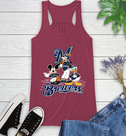 MLB Milwaukee Brewers Mickey Mouse Donald Duck Goofy Baseball T Shirt Racerback Tank 7