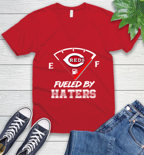 Cincinnati Reds MLB Baseball Fueled By Haters Sports V-Neck T-Shirt 6