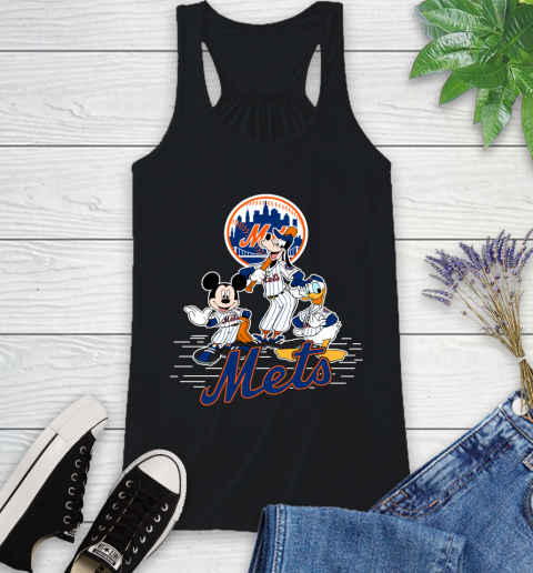 MLB New York Mets Mickey Mouse Donald Duck Goofy Baseball T Shirt Racerback Tank