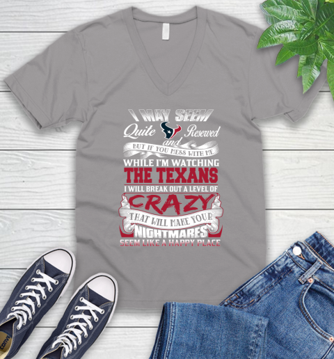 Houston Texans NFL Football Don't Mess With Me While I'm Watching My Team V-Neck T-Shirt 3