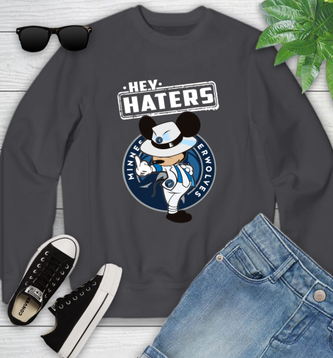 NBA Hey Haters Mickey Basketball Sports Minnesota Timberwolves Youth Sweatshirt 5