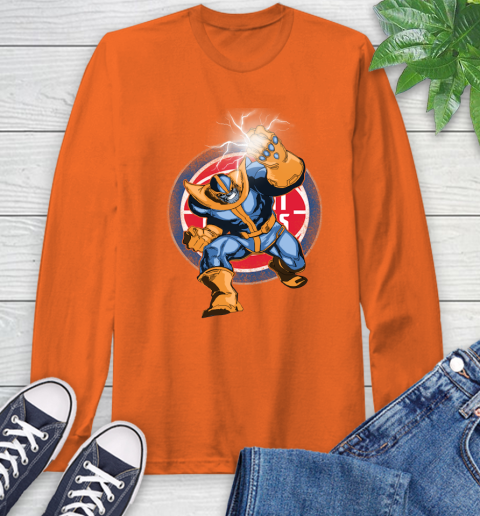 Detroit Pistons NBA Basketball Thanos Avengers Infinity War Marvel Long Sleeve T-Shirt 4