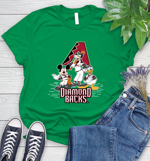 MLB Arizona Diamondbacks Mickey Mouse Donald Duck Goofy Baseball T Shirt Women's T-Shirt 9
