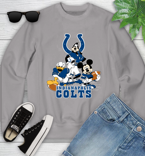 NFL Indianapolis Colts Mickey Mouse Donald Duck Goofy Football Shirt Youth Sweatshirt 3