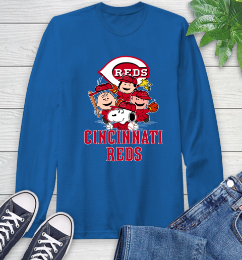 MLB Cincinnati Reds Snoopy Charlie Brown Woodstock The Peanuts Movie Baseball T Shirt_000 Long Sleeve T-Shirt 10