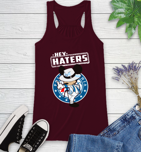 NBA Hey Haters Mickey Basketball Sports Philadelphia 76ers Racerback Tank 2