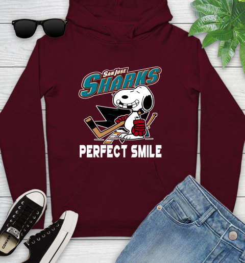 NHL San Jose Sharks Snoopy Perfect Smile The Peanuts Movie Hockey T Shirt Youth Hoodie 7