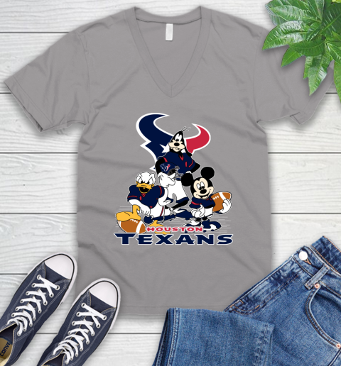 NFL Houston Texans Mickey Mouse Donald Duck Goofy Football Shirt V-Neck T-Shirt 3