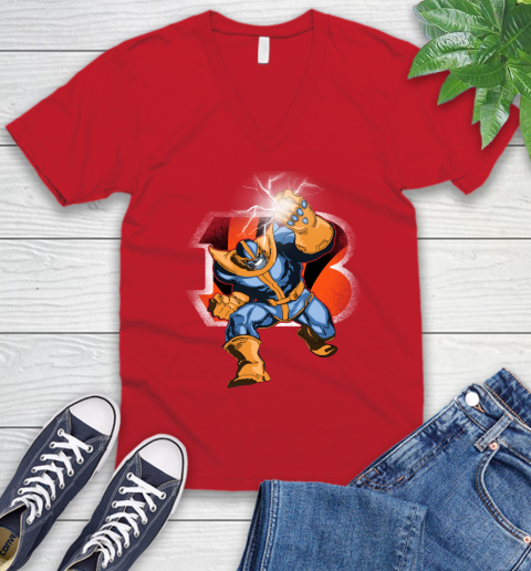 Cincinnati Bengals NFL Football Thanos Avengers Infinity War Marvel V-Neck T-Shirt 6