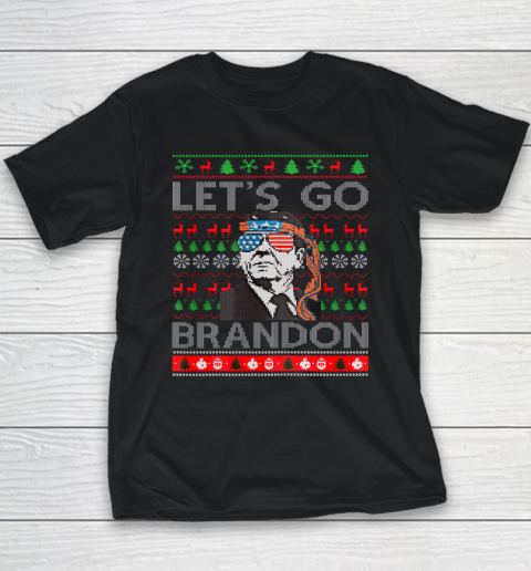 Let's Go Brandon Reagan America Christmas Sweater Anti Biden FJB Ugly Youth T-Shirt