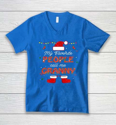 My Favorite People Call Me Granny Thanksgiving Christmas V-Neck T-Shirt 4