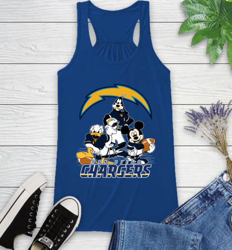 NFL San Diego Chargers Mickey Mouse Donald Duck Goofy Football Shirt Racerback Tank 8