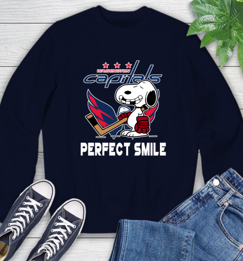 NHL Washington Capitals Snoopy Perfect Smile The Peanuts Movie Hockey T Shirt Sweatshirt 2