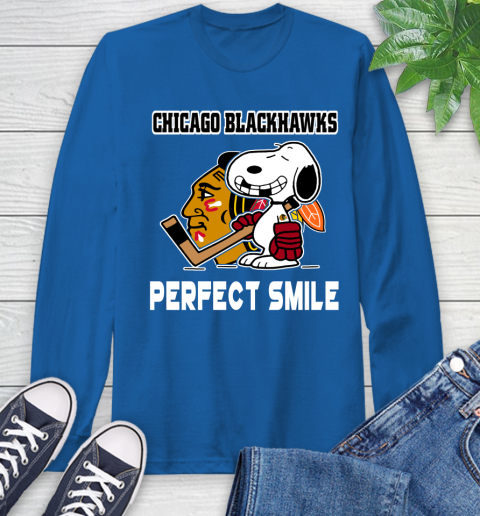 NHL Chicago Blackhawks Snoopy Perfect Smile The Peanuts Movie Hockey T Shirt Long Sleeve T-Shirt 10