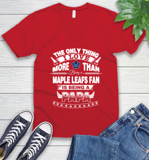 NHL The Only Thing I Love More Than Being A Toronto Maple Leafs Fan Is Being A Papa Hockey V-Neck T-Shirt 6