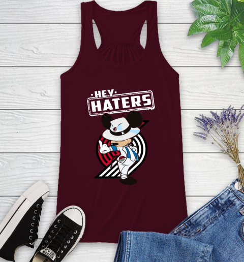 NBA Hey Haters Mickey Basketball Sports Portland Trail Blazers Racerback Tank 2