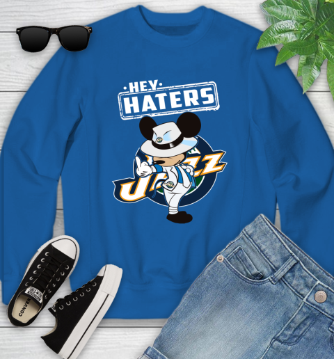 NBA Hey Haters Mickey Basketball Sports Utah Jazz Youth Sweatshirt 7