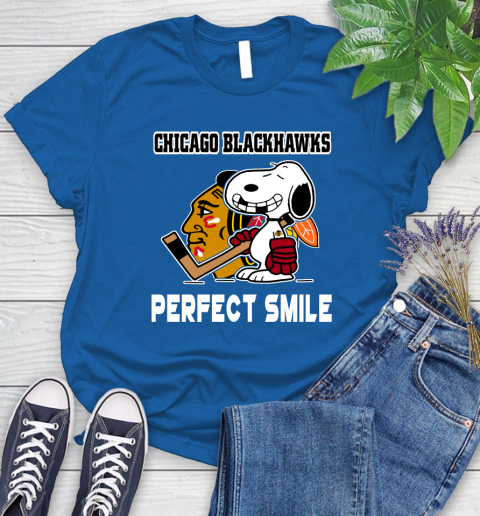 NHL Chicago Blackhawks Snoopy Perfect Smile The Peanuts Movie Hockey T Shirt Women's T-Shirt 12
