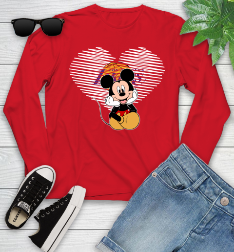 NBA Los Angeles Lakers The Heart Mickey Mouse Disney Basketball Youth Long Sleeve 11