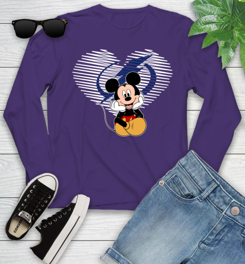 NHL Tampa Bay Lightning The Heart Mickey Mouse Disney Hockey Youth Long Sleeve 4