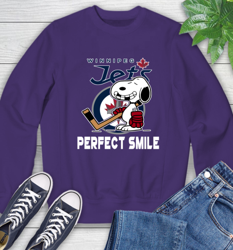 NHL Winnipeg Jets Snoopy Perfect Smile The Peanuts Movie Hockey T Shirt Sweatshirt 4