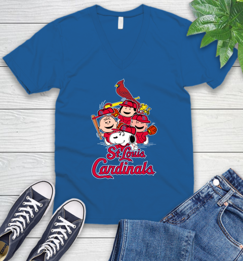 MLB St.Louis Cardinals Snoopy Charlie Brown Woodstock The Peanuts Movie Baseball T Shirt_000 V-Neck T-Shirt 5
