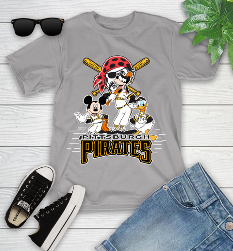 MLB Pittsburgh Pirates Mickey Mouse Donald Duck Goofy Baseball T Shirt Youth T-Shirt 4