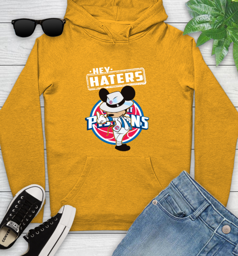 NBA Hey Haters Mickey Basketball Sports Detroit Pistons Youth Hoodie 2