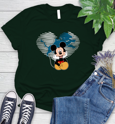 NFL Detroit Lions The Heart Mickey Mouse Disney Football T Shirt_000 Women's T-Shirt 6