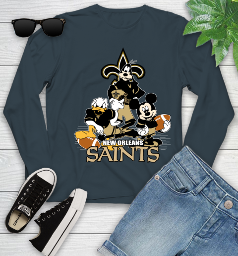 NFL New Orleans Saints Mickey Mouse Donald Duck Goofy Football Shirt Youth Long Sleeve 9