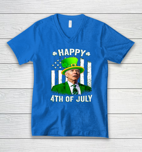 Anti Joe Biden St Patricks Day Shirt Happy 4th Of July Funny V-Neck T-Shirt 4