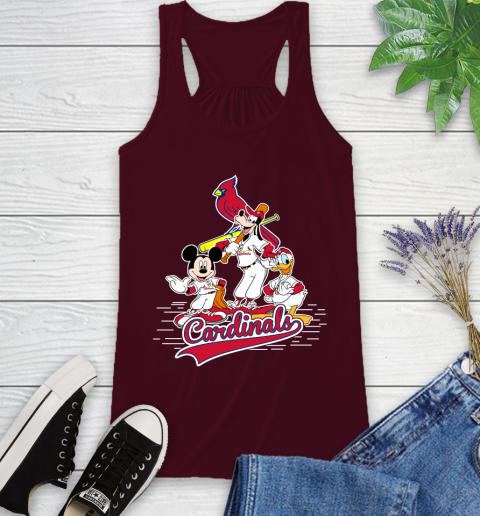 MLB St.Louis Cardinals Mickey Mouse Donald Duck Goofy Baseball T Shirt Racerback Tank 2