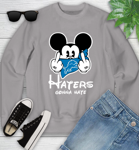 NFL Detroit Lions Haters Gonna Hate Mickey Mouse Disney Football T Shirt Youth Sweatshirt 3