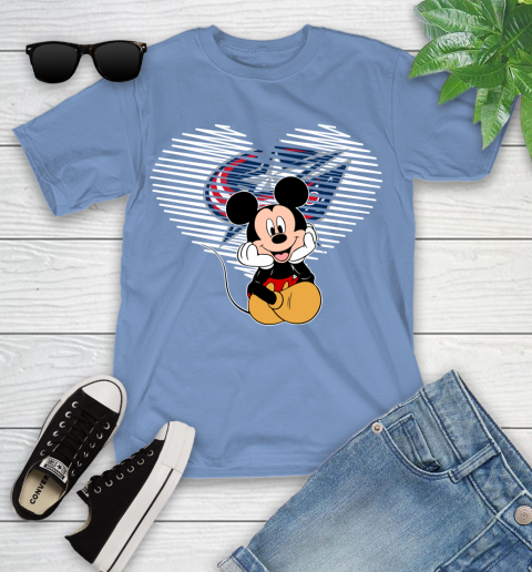 NHL Columbus Blue Jackets Carolina Hurricanes The Heart Mickey Mouse Disney Hockey Youth T-Shirt 15