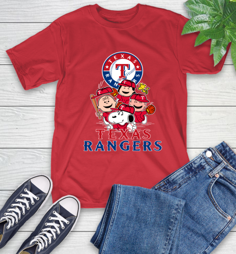 MLB Texas Rangers Snoopy Charlie Brown Woodstock The Peanuts Movie Baseball T Shirt T-Shirt 11
