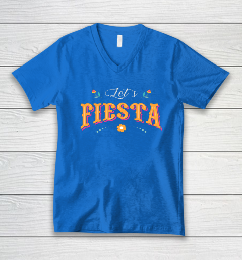 Cinco De Mayo Party Lets Fiesta Mexican Typography V-Neck T-Shirt 4