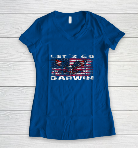 Let's go Darwin America Flag Eagle Women's V-Neck T-Shirt 5