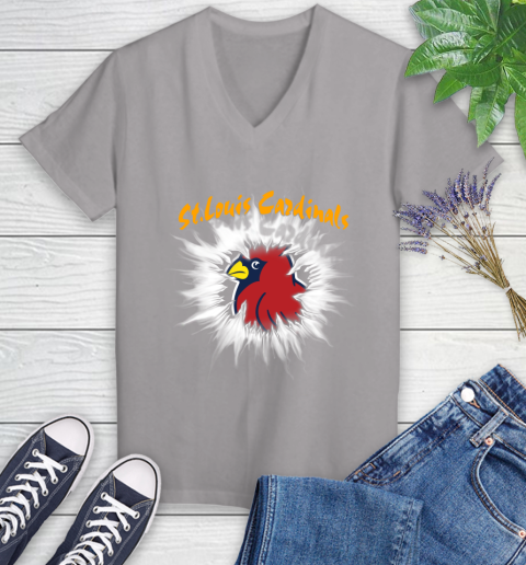 St.Louis Cardinals MLB Baseball Adoring Fan Rip Sports Women's V-Neck T-Shirt 4