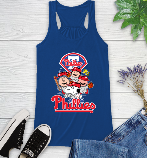 MLB Philadelphia Phillies Snoopy Charlie Brown Woodstock The Peanuts Movie Baseball T Shirt_000 Racerback Tank 8