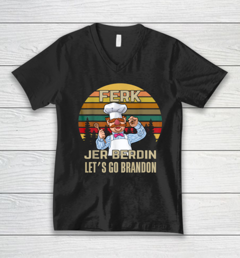 Ferk Jer Berdin Let's Go Brandon FJB V-Neck T-Shirt