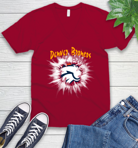 Denver Broncos NFL Football Adoring Fan Rip Sports V-Neck T-Shirt 7