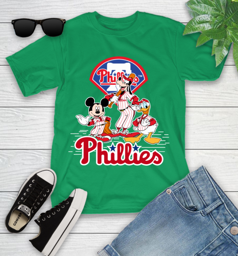 MLB Philadelphia Phillies Mickey Mouse Donald Duck Goofy Baseball T Shirt Youth T-Shirt 23