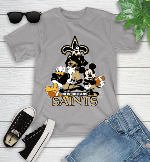 NFL New Orleans Saints Mickey Mouse Donald Duck Goofy Football Shirt Youth T-Shirt 4