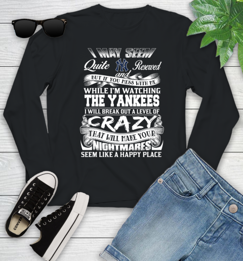 New York Yankees MLB Baseball Don't Mess With Me While I'm Watching My Team Youth Long Sleeve
