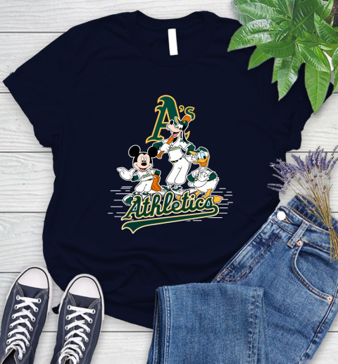 MLB Oakland Athletics Mickey Mouse Donald Duck Goofy Baseball T Shirt Women's T-Shirt 2