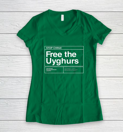 Free the Uyghurs Stop China Women's V-Neck T-Shirt 3